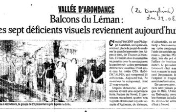 Article de presse : Balcons du Léman, les sept déficients visuels reviennent aujourd'hui